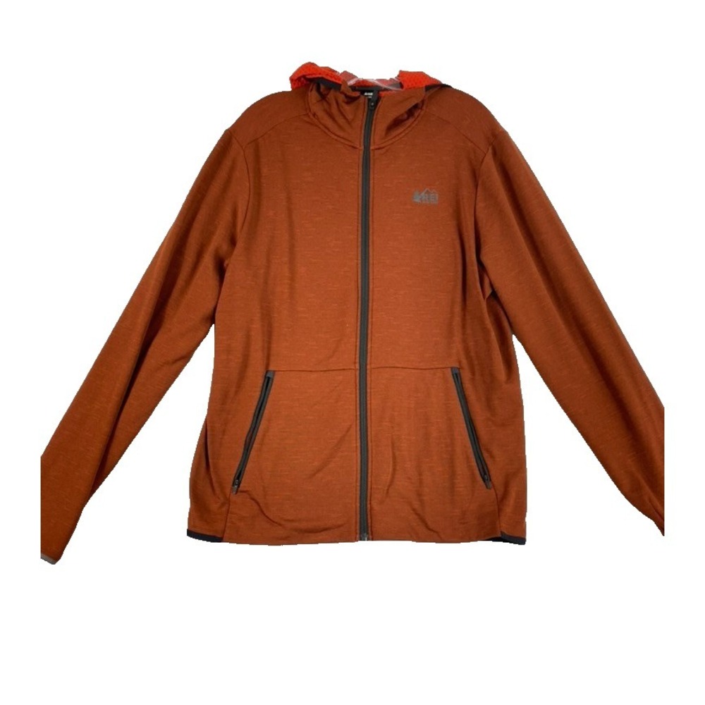 REI Co-op Active Pursuits Full-Zip Hoodie Top Men's Sz M Rust Orange Zull Zip